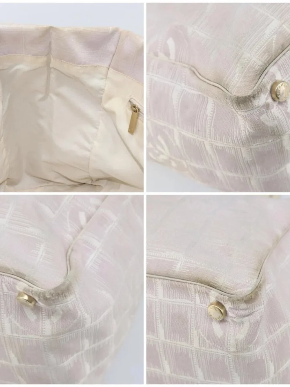 CHANEL New Travel Line Tote Bag Nylon Pink Gold CC Auth BA11718